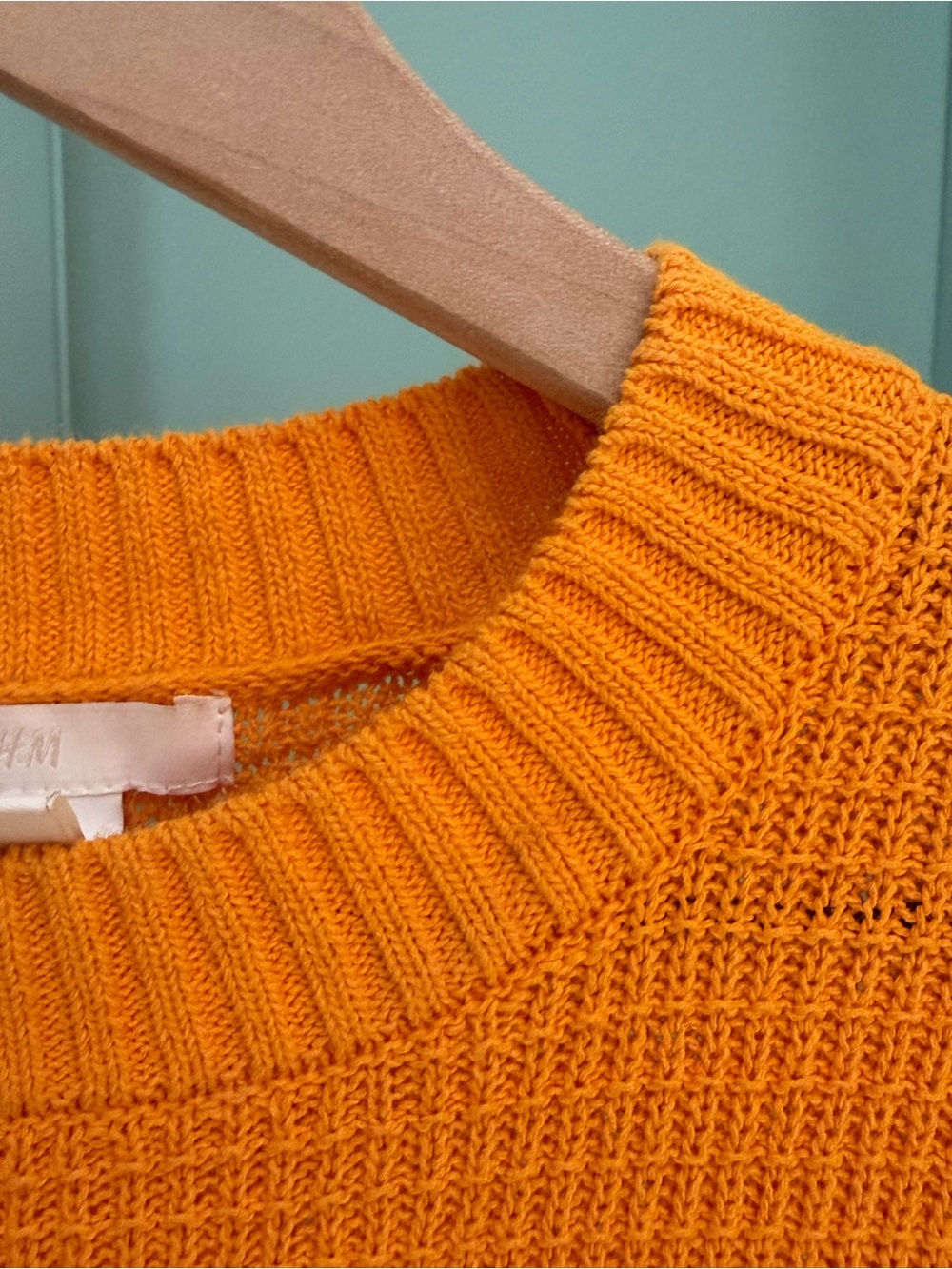 Medium Vibrant Orange Crochet Knit Mini Dress Cotton Mod Summer Beach Festival - Picture 5 of 16